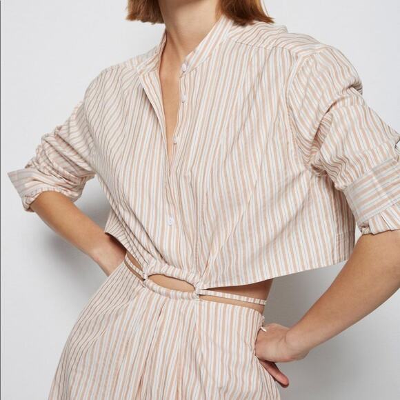 Jonathan Simkhai Janet Striped Open Back Cut-out Maxi Shirtdress Size 10 NWT - Picture 6 of 16